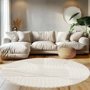 Teppium Tapis Bohème Crème Rond
