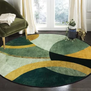 Tapis Rond Vert Lavable