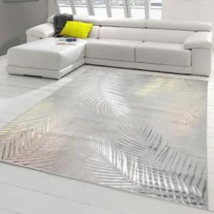 Tapis Design Palmier Gris Or