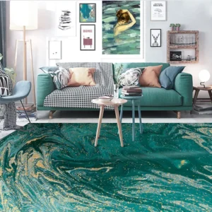 Tapis Moderne Luxe Vert Or
