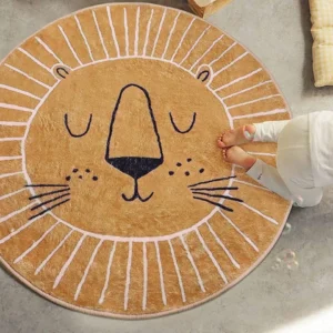 Tapis rond lion enfant