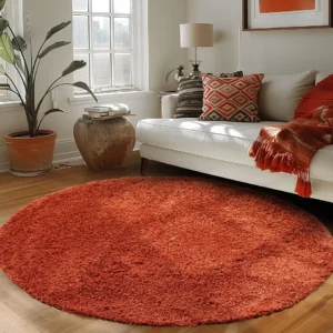 Tapis Rond Moelleux Terre Cuite