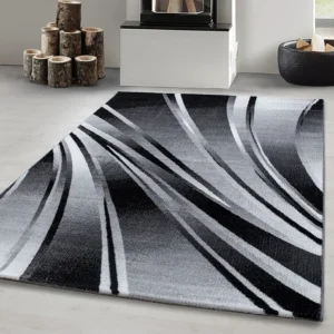 Tapis Noir Vagues Abstraites