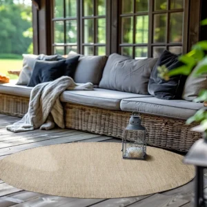 Tapis Rond Extérieur Beige