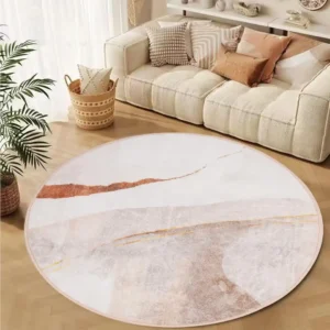 Tapis Rond Abstrait Beige