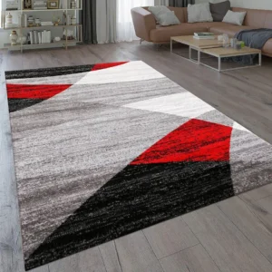 Tapis Moderne Géométrique Rouge