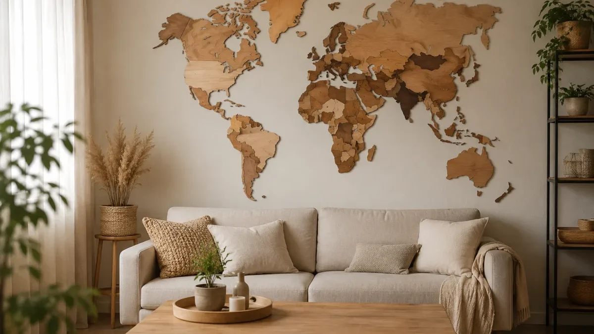 Sublimer votre intérieur avec une carte du monde en bois élégante