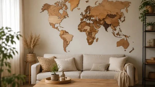 Sublimer votre intérieur avec une carte du monde en bois élégante