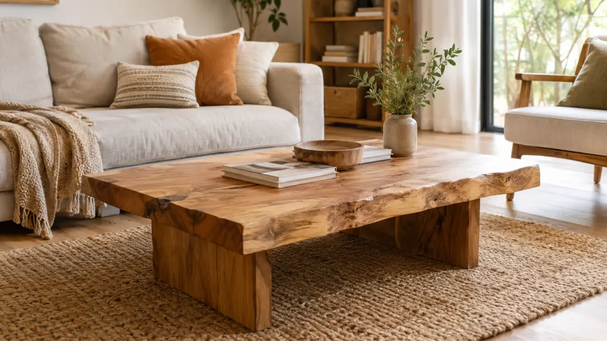 Choisir et sublimer une table basse en bois brut dans son salon