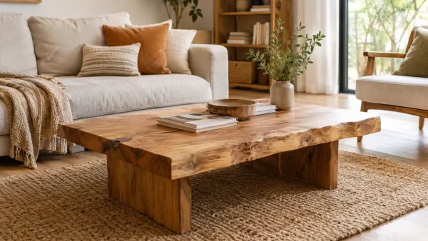 Choisir et sublimer une table basse en bois brut dans son salon